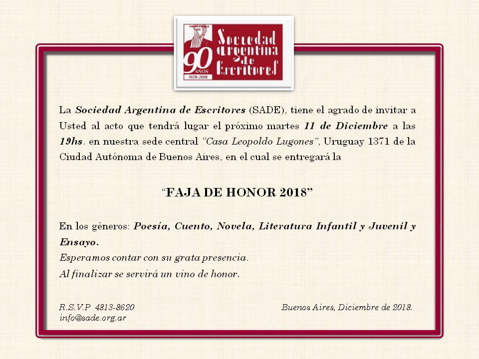 Invitación FAJA DE HONOR 2018